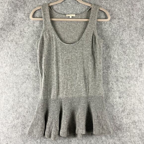 Ann Mashburn Cashmere Sweater Womens Medium Gray Peplum Sleeveless Quiet Luxury - Picture 1 of 14